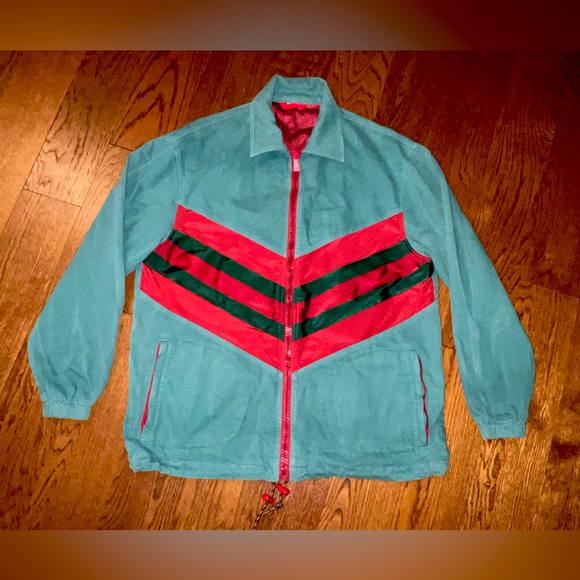 Gucci Green & Red-Chevron Jacket - Picture 2 of 7